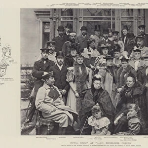 Royal Group at Palais Edinburgh, Coburg (b / w photo)