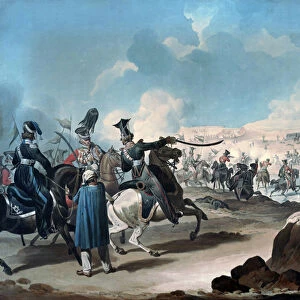 Russian cavalry attacking French infantry at Borodino (bataille de la Moskova) - Dighton
