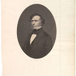 Salt print portrait of Pierce, oval, mounted on lined paper, c. 1850 (b / w photo)