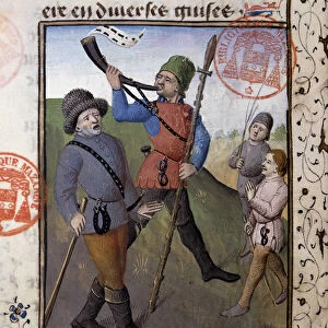 Scene de chasse a courre - in "Book of Hunting by Gaston Phoebus