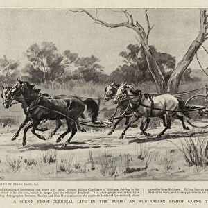 A Scene from Clerical Life in the Bush, an Australian Bishop going the round of his Diocese (litho)