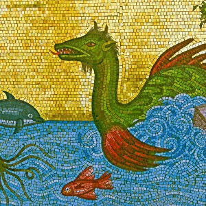 Sea Serpent, Kykkos Monastery, Troodos Mountains, Cyprus (mosaic)