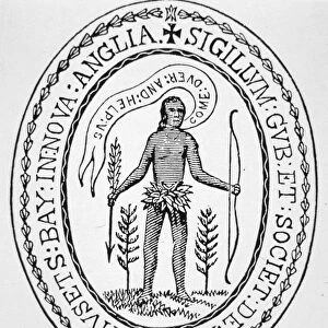 Seal of the Massachusetts Bay Company, the first settlement, founded in 1630 (litho)