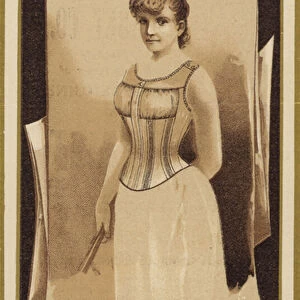 Sepia Photograph of Lady wearing Corset (chromolitho)