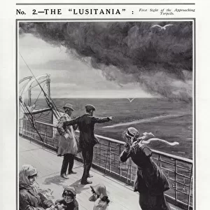 The sinking of the Lusitania, World War I, 7 May 1915 (litho)