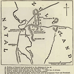 Sketch of the Positions of the Forces engaged at Isandula, 22 January (engraving)