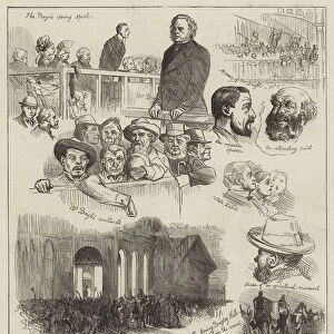 Sketches at the Great Meeting at Bingley Hall, Birmingham (engraving)
