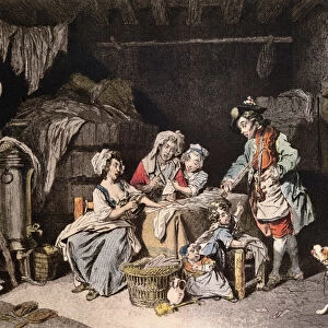 The Song Seller, engraved by Lalauze (colour litho)