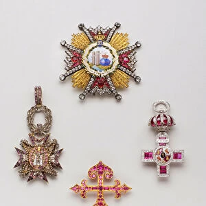 Spain - Top: Grand Cross plate of the Order of Isabella the Catholic, Middle XIX century