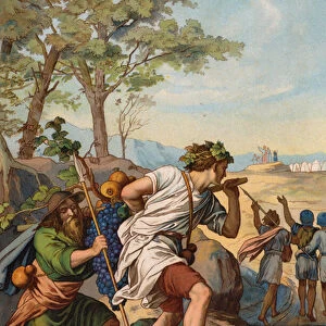 The spies carrying grapes proving the fertility of Canaan (chromolitho)