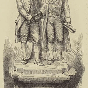 Statues of Goethe and Schiller at Weimar (engraving)