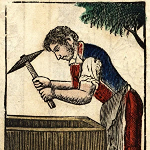 Stone tailor; Series on trades, image of Epinal of the 19th century