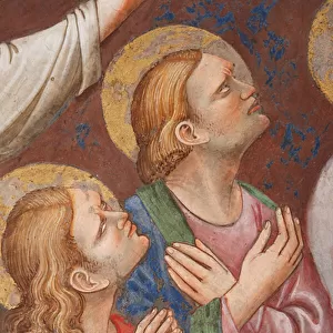 "The Ascension of Christ", Detail with male figures and saints, c. 1420 (fresco)