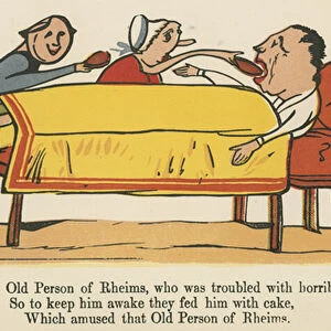 "There was an Old Person of Rheims, who was troubled with horrible dreams", from A Book of Nonsense, published by Frederick Warne and Co. London, c. 1875 (colour litho)