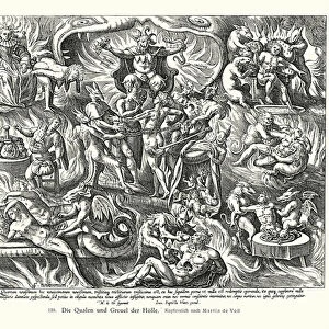 Torments of hell (copper engraving)