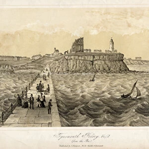 Tynemouth Priory from the Pier (litho)
