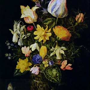 Vase of Flowers (oil on panel)