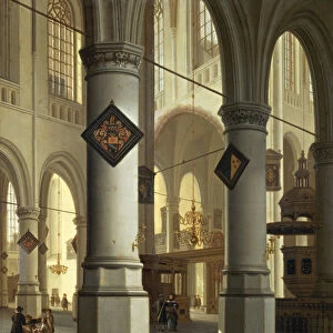 View of Die Oudekerk (old church) in Delft (Painting, 17th century)