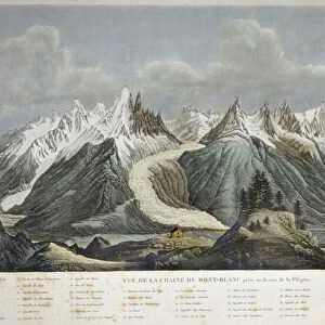 View of the Mont Blanc massif (Mont Blanc) - VIEW OF THE CHAINE DU MONT BLANC TAKEN Above the FLEGERE BY SIGISMOND HIMELY 1801-1872