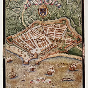 View of the port of Le Havre in 1583 - from an illuminated manuscript by Jacques Delvaux