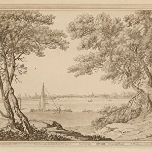 View up the River Thames from Millbank (engraving)
