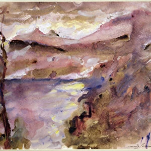 View of Walchen Lake, 1919 (w / c on paper)