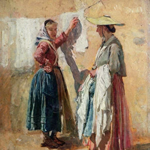 Washerwomen in Antibes, 1869 (oil on canvas)