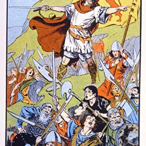 William Wallace directing his soldiers (colour litho)