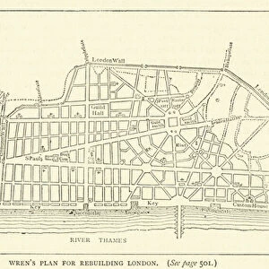 Wrens plan for rebuilding London (engraving)