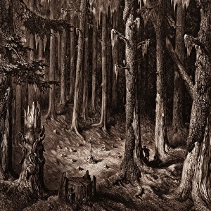 THE BURIAL-GROUND IN THE FIR-FOREST, BY GUSTAVE DORE. Gustave Dore, 1832 - 1883, French