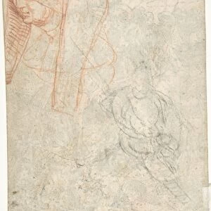 Head Woman Sketch Figure 16th century Red chalk