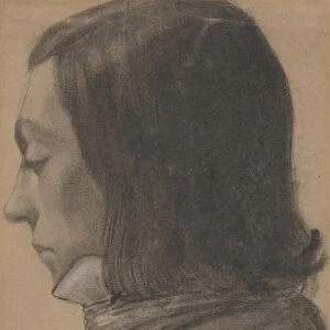 Head Young Man Profile Left 18th century Charcoal