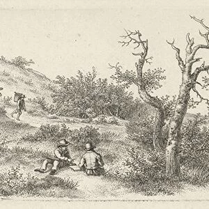 Illustrators in a dune landscape, Jacob Ernst Marcus, 1814