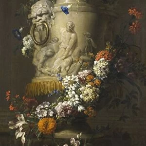 Jean-Baptiste Monnoyer Marble Vase Garland Flowers