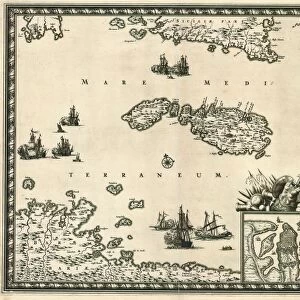 Map Insula Malta Frederick de Wit 1610-1698 Copperplate print