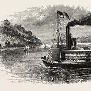 A Paddle Steamer on the Potomac, United States of America, Us, Usa, 1870S Engraving