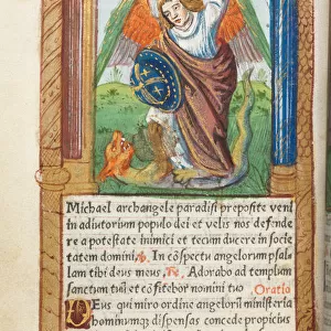 Printed Book Hours Rome fol 97v St. Michael Archangel