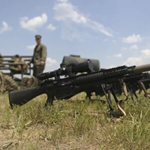 Scout Snipers line up their new MK-11 sniper rifles