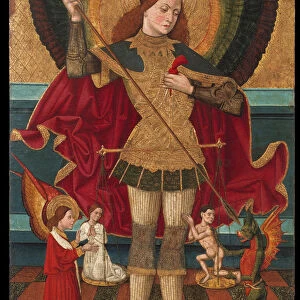 The Archangel Michael weighing the Souls of the Dead. Artist: Abadia, Juan de la, the Elder (active 1469-1498)