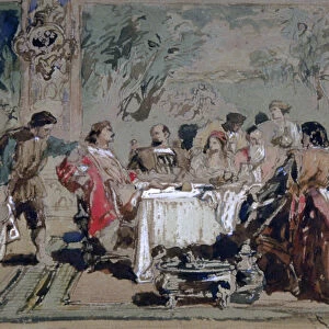 Banquet at Lucentios house, 1859. Artist: Sir John Gilbert