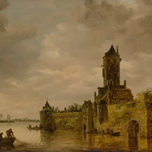 Castle by a River, 1647. Creator: Jan van Goyen