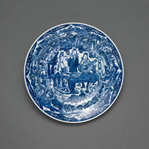 Dish with Europeans Playing Musical Instruments, Qing dynasty, Kangxi period (1661-1722)