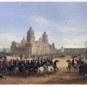 General Scotts Entrance into Mexico City, pub. 1851. Creator: Carl Nebel (1805 - 1855)