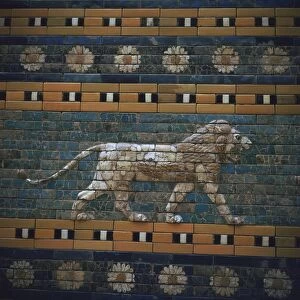 Glazed brick relief of a lion on the Ishtar Gate, 7th century BC