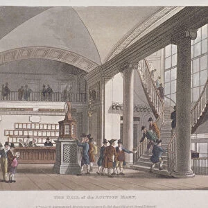 Interior view of the hall in the Auction Mart, Bartholomew Lane, City of London, 1811