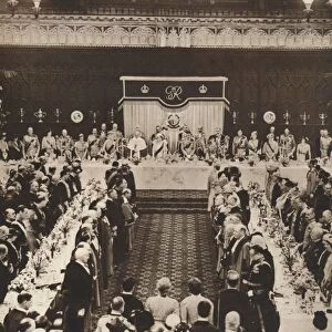 King George VI and Queen Elizabeth attending a luncheon to celebrate coronation, 1937