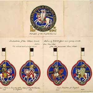 Knights Templar Seals of 1180, 1203, 1224, 1234, 1845. Artist: Essex, Richard Hamilton
