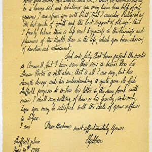 Letter from Edward Gibson to his aunt, Hester Gibson, 30th June 1788. Artist: Edward Gibson