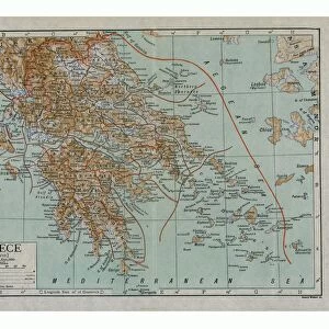 Map of Modern Greece, c1910s. Artist: Emery Walker