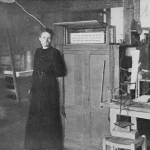 Marie Curie, Polish-born French physicist, in her laboratory, 1912